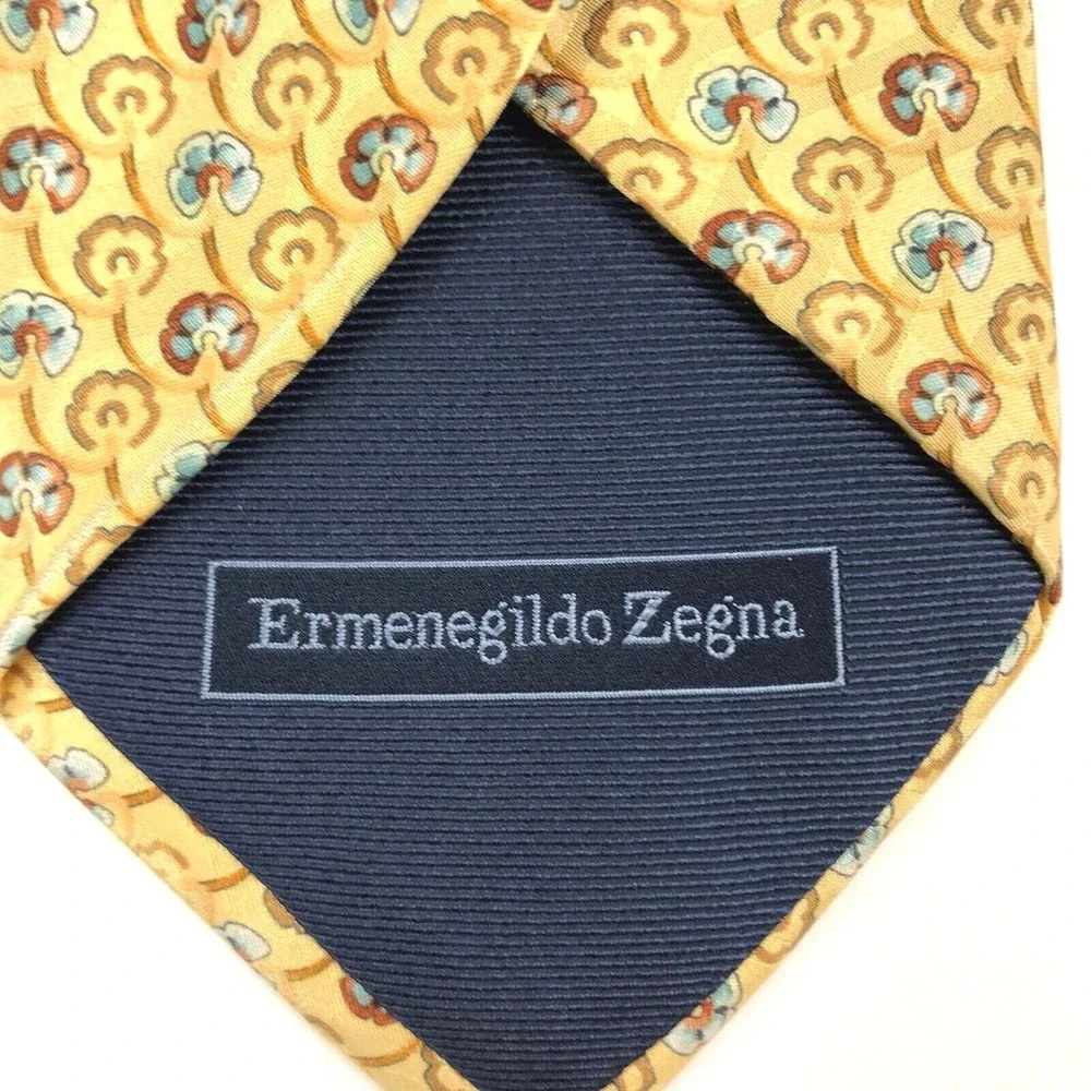 ERMENEGILDO ZEGNA Tie Silk Elegant Floral Necktie 100% Silk Made Italy 3.5 x 60